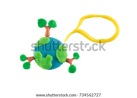 Plasticine save the world and environment concept.Urban landscape for green energy paper art style.