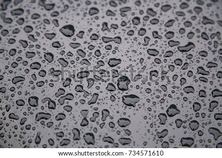 
raindrops on the hood of the car