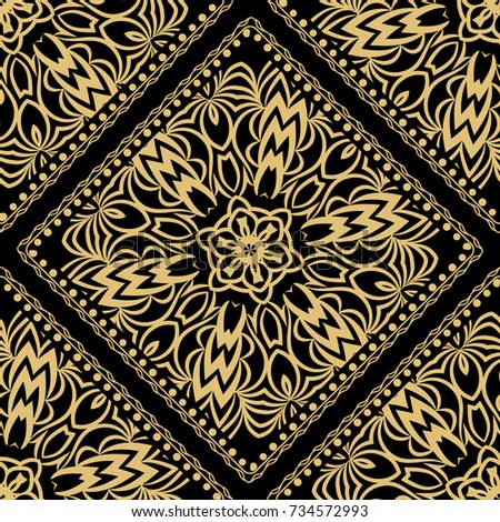 gold, black color seamless pattern with decorative geometric style. vector illustration. for wallpaper, fabric print, invitation, smartphone cover