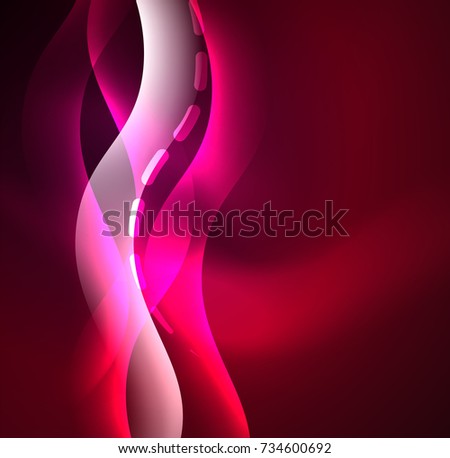 Vector glowing wave, smoke design wavy lines. Shiny silk wavy line abstract background, wallpaper with wave shape and light effects, smooth style
