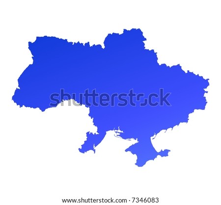 Blue gradient Ukraine map. Detailed, Mercator projection.