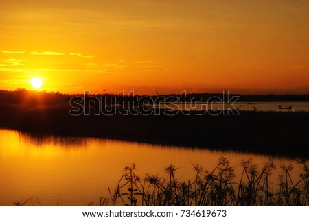 beautiful sunset with bicycles nature background.