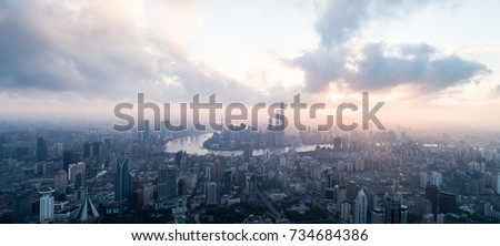 Aerial View of Shanghai city in the morning