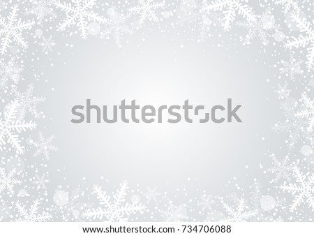 Vector christmas background concept design of white snowflake and snow with copy space