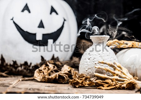 Halloween pumpkin, trick or treat in autumn season