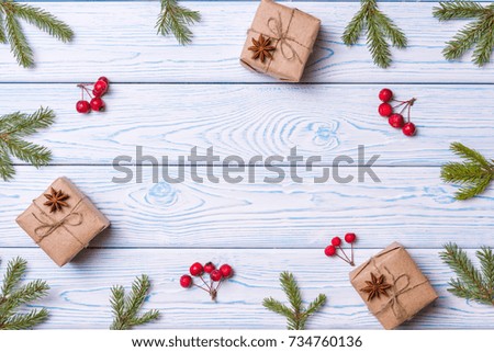 Christmas composition. Christmas, winter, new year concept. Top view