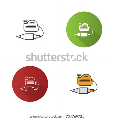 Plumb bob icon. Flat design, linear and color styles. Vertical plummet. Isolated vector illustrations