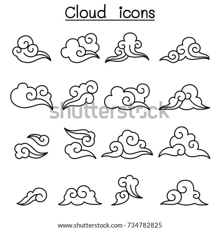 Abstract Cloud , Chinese Cloud ,Decoration cloud, cloud icon set