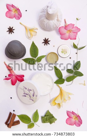 Top view of natural organic cosmetics products 