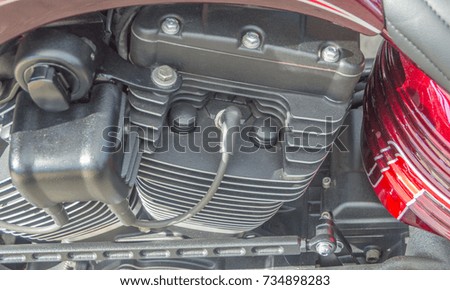 closeup of a motorcycle engine of a motorcycle