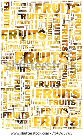 Fruits text written with pictures of bananas background