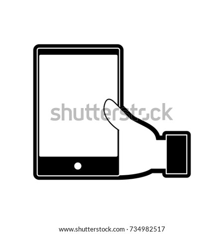 hand with smartphone icon 