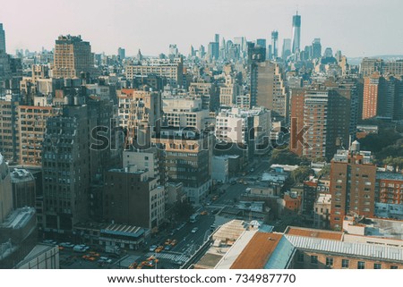 New York Manhattan landscape. Copy space. 