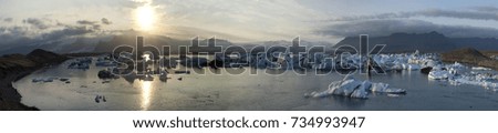 Beautiful cold landscape picture of icelandic glacier lagoon bay,