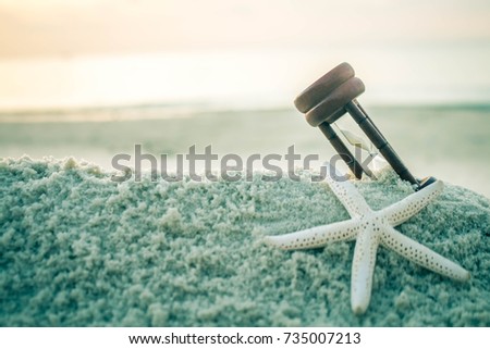 Starfish on the sea white sand.