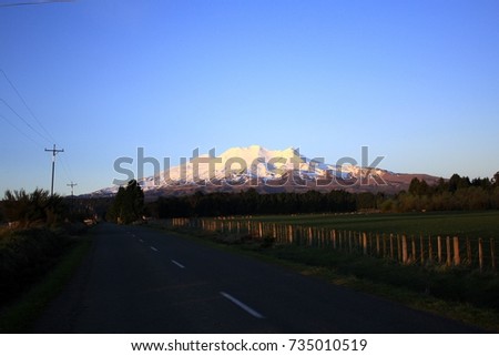 Sunset of Mount Ruapehu in Ohakune New Zealand