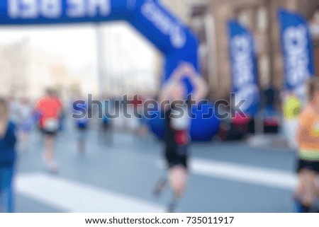 Marathon in the city theme creative abstract blur background with bokeh effect