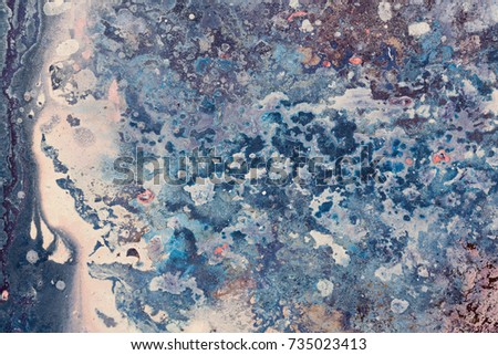 Oil abstract painting. Dark background. Water splashes. High resolution photo.