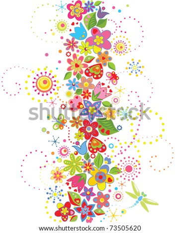 Abstract seamless floral border