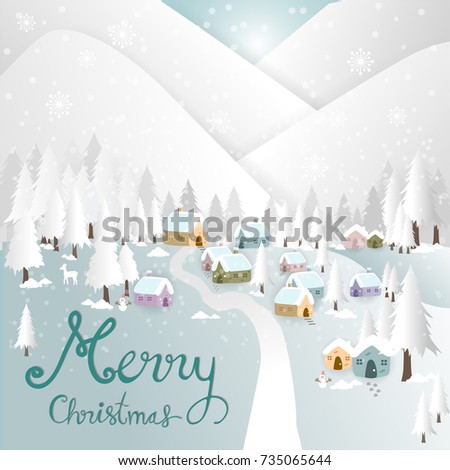 Christmas village card vector background