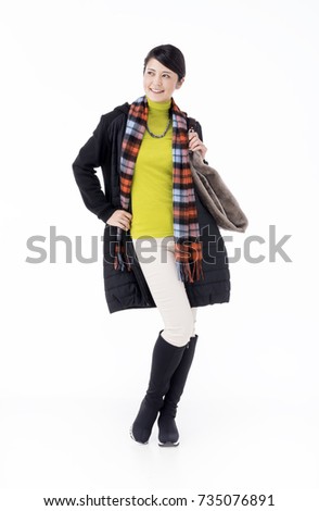 Japanese woman in winter clothes