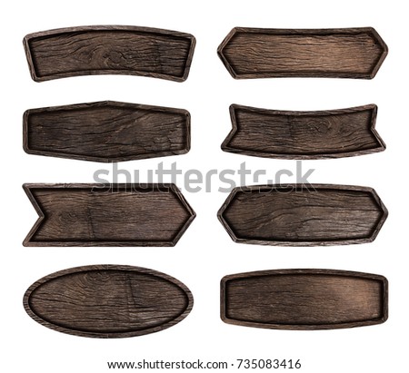 Wooden signboard isolated on white background, Objects with Clipping Paths for design work