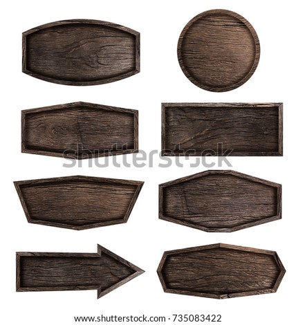 Wooden signboard isolated on white background, Objects with Clipping Paths for design work