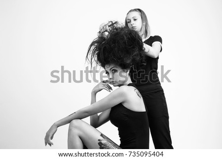 Model and hair stylist