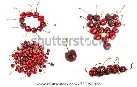 a lot of different sweet cherry on a white background, isolate