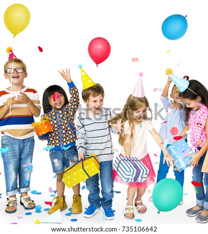 Happiness group of cute and adorable children having party