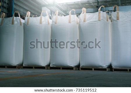 Big bag for plastic resin in warehouse factory delivery to customers Royalty-Free Stock Photo #735119512