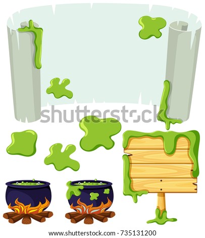 Border template with green paint illustration