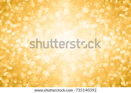 Elegant gold white glitter sparkle confetti background for golden happy birthday party invite, 50th wedding anniversary texture, New Year’s Eve champagne border or Christmas star shine light explosion Royalty-Free Stock Photo #735140392