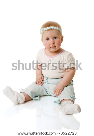 Adorable Baby Girl in half year age isolated on white