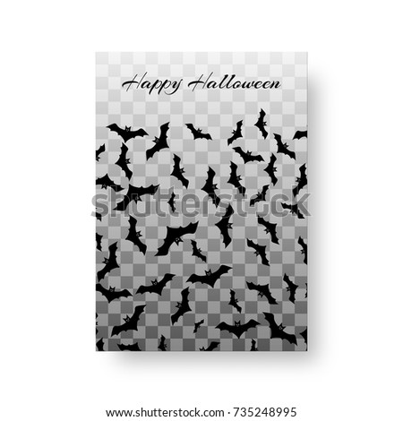 Funny background with black silhouettes of bats for decoration on Halloween
