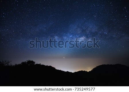 Landscape milky way galaxy with stars and space dust in the universe, Long exposure photograph, 