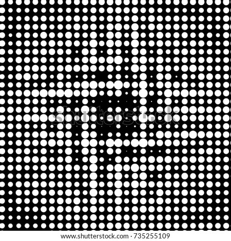 Abstract grunge grid polka dot halftone background pattern. Spotted black and white vector line illustration