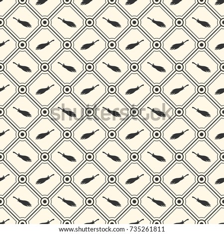 Vector Halloween seamless pattern. Endless background with witch brooms