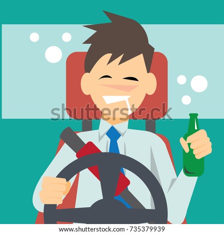 Drunk driver-vector cartoon Royalty-Free Stock Photo #735379939