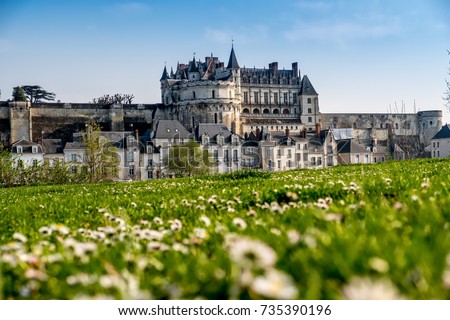 Amboise Castle in Loire Valley, Touraine region, France Royalty-Free Stock Photo #735390196