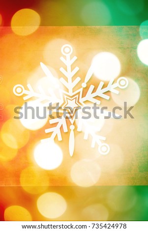Beautiful blurred bokeh lights for Christmas and New Year celebration. Magical abstract glittery backgroun with falling snowflakes.