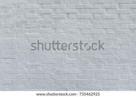 Old White Brick Wall With Grungy Plaster Layer Horizontal Background. Abstract Whitewashed Brickwork Vintage Texture. Gray Shabby Bricklaiing Backdrop.