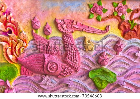 Art of Thailand in buddhism temple wall