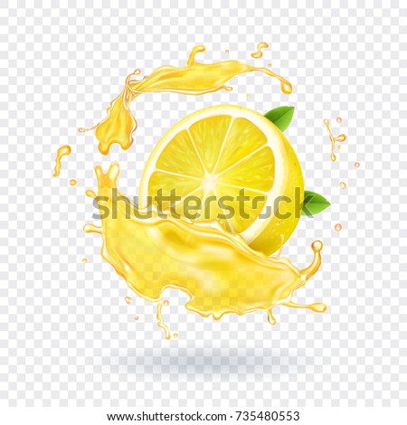 Lemon fruit juice splash realistic Royalty-Free Stock Photo #735480553