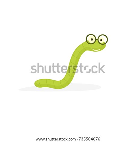 cartoon bookworm with glasses. Vector illustration isolated on white background