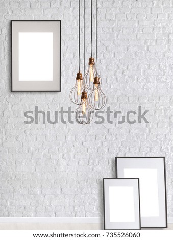 brick wall modern interior decoration empty room and modern lamp