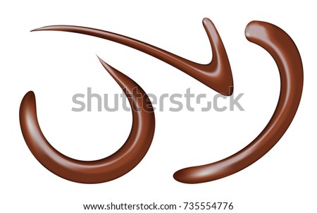 Set of chocolate sauce swirls, vector