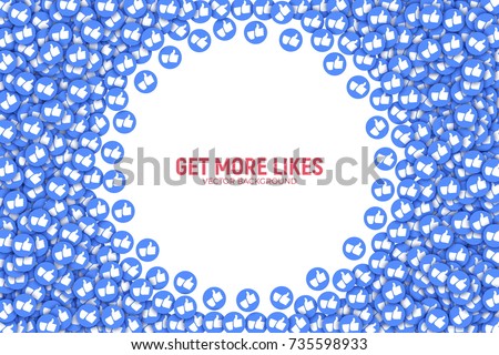 Vector 3D Social Network Like Thumb Up Blue Icons Abstract Illustration Isolated on White Background. Design Elements for Web, Internet, App, Analytics, Promotion, Marketing, SMM, CEO, Business
