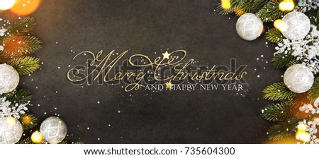 Christmas and New Year s holiday background with copy space,  Christmas border