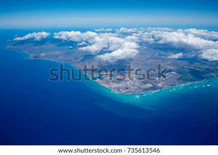 view on Hawaiian island from plane